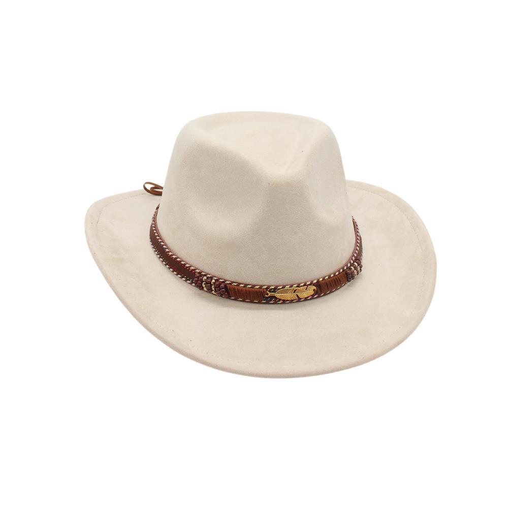 

American French Jazz Hat Cowboy Hat Men S And Women S Top Hat Ethnic Style Spring And Summer High Sense Imitation Suede Western One size