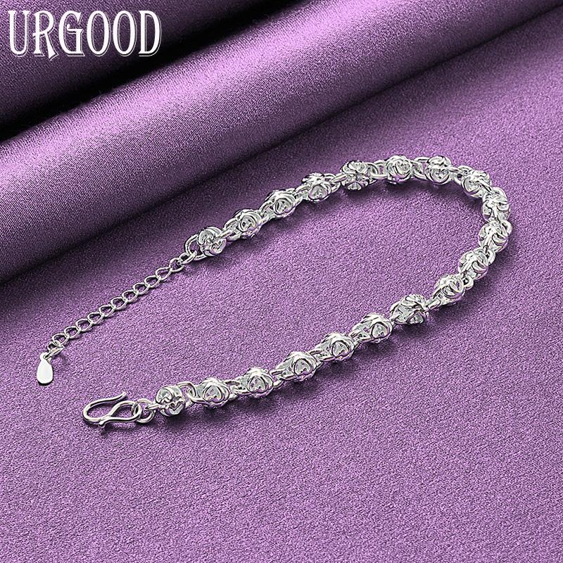 925 Sterling Silver Charm Pattern Bracelet Gift Fashion Jewelry