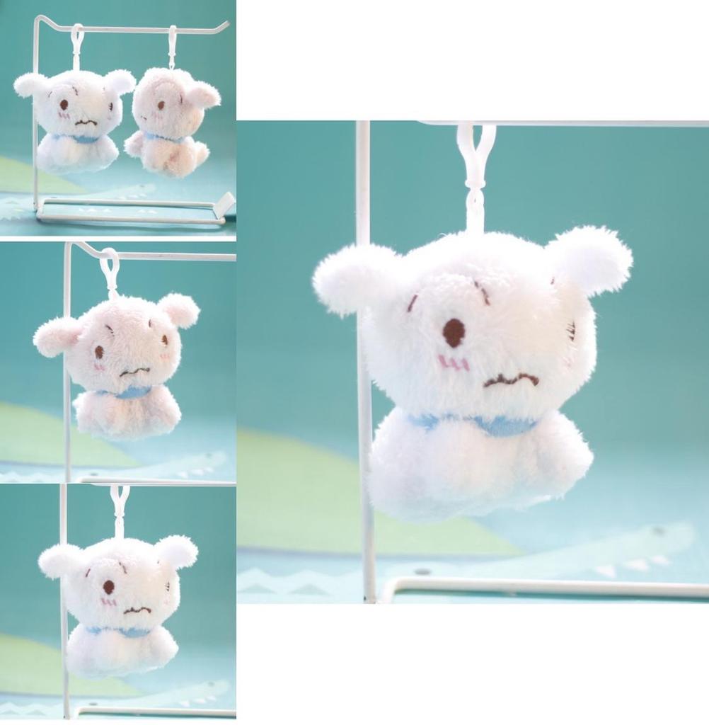 Cute Dog Plush Toy Keychain Bag Charm Pendant White/pink 12cm Height