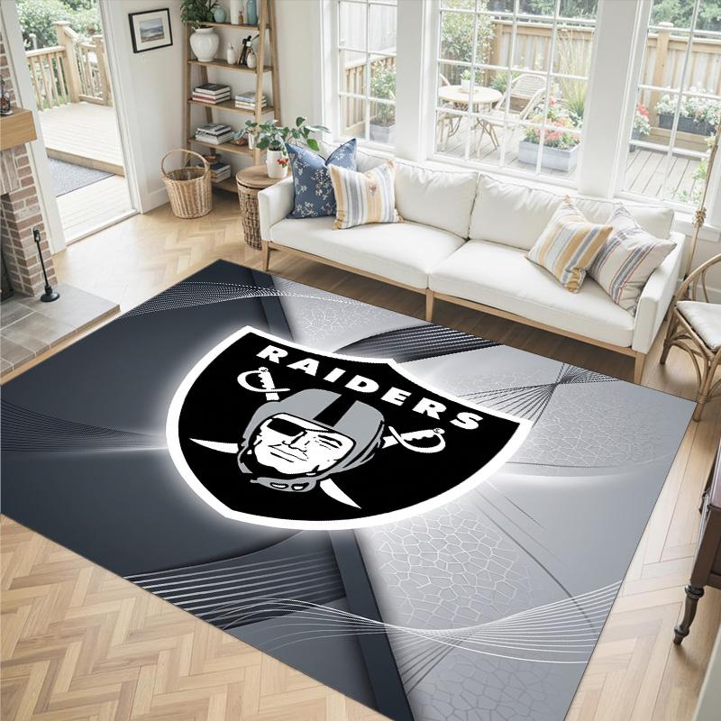 Las Vegas Raiders Design Crystal Velvet Carpet Cozy Non?Slip Printed Rug For Bedroom Living Room Entrance