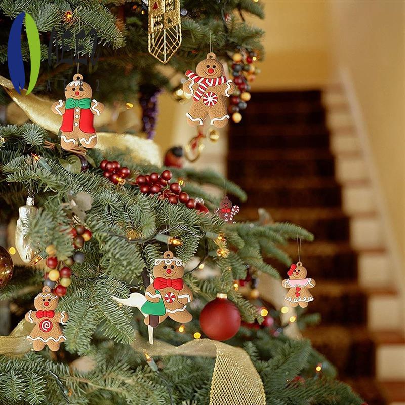 

AEE2-12Pcs Ornaments For Christmas Assorted Plastic Gingerbread Figurines Ornaments For Christmas Tree Hanging Decorations Durab