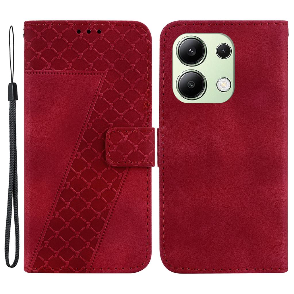 Für Xiaomi Redmi Note 13 4G Lederhülle Handyhülle mit Geldbörse 7-Form Prägung