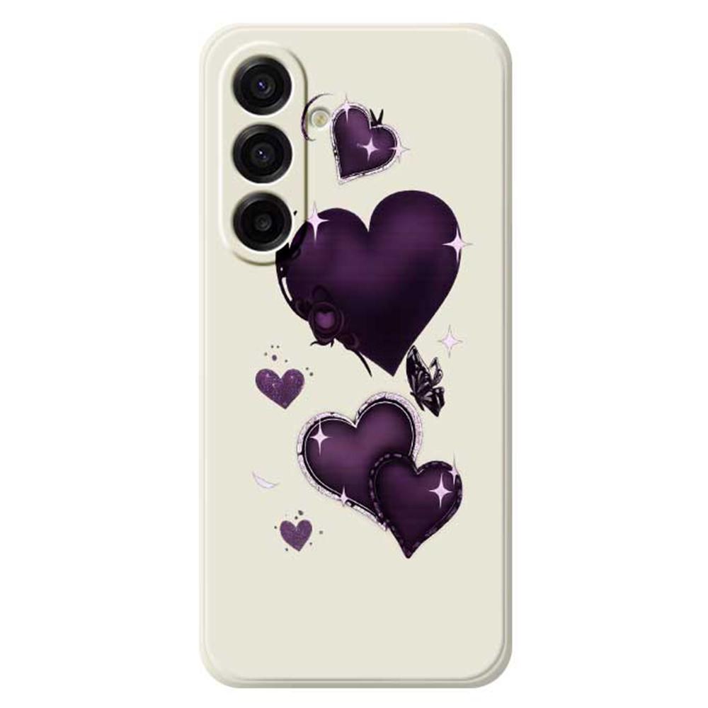 For Samsung Galaxy A17 5G Case Purple Love Pattern Printing Straight Edge TPU Phone Back Cover