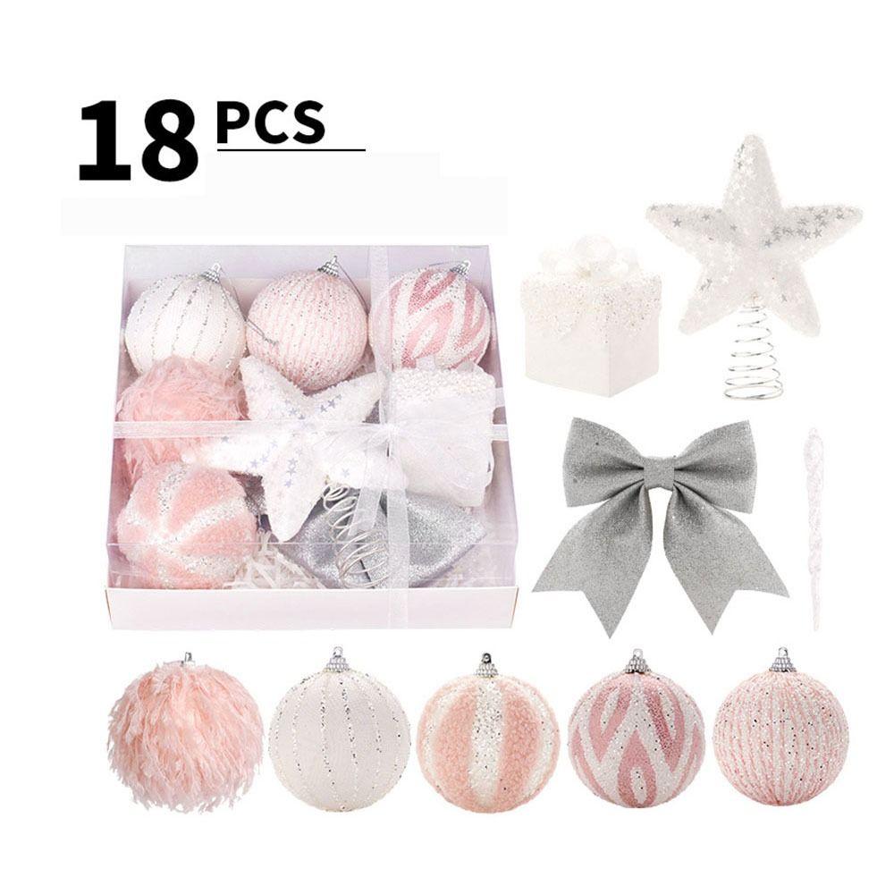 18pcs/box Round Christmas Hanging Ball Plastic Merry Christmas Tree Decor  Home Party Decor