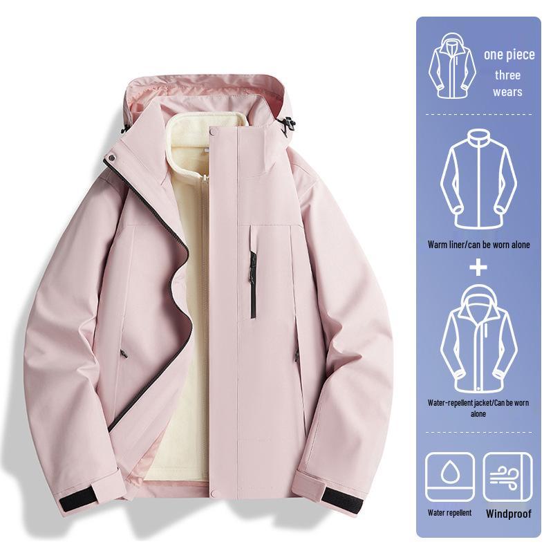 2024 Unisex Outdoor Windproof & Waterproof Jacket with Detachable Liner for Travel, Hiking, & Mountaineering