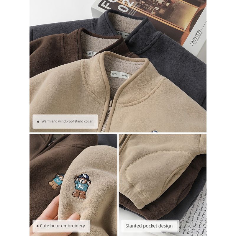 Right European Style Boys' Winter Jacket 2025 Autumn and Winter New Children's Clothing Baby Cotton Jacket Boys' Fleece Jacket