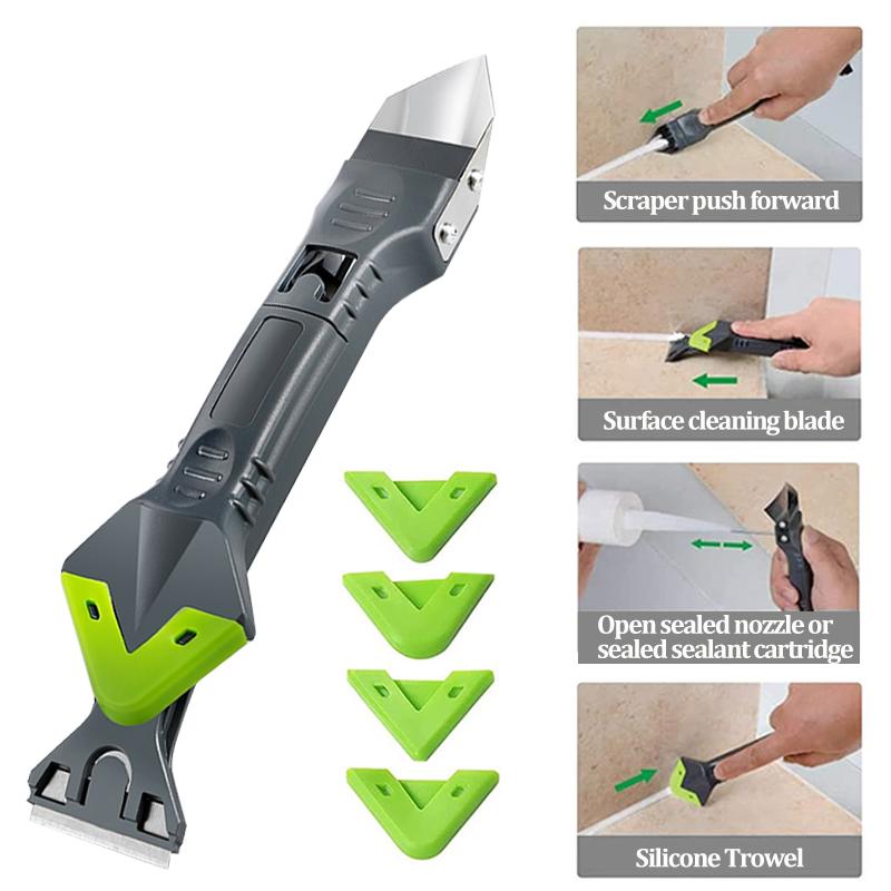 5 in 1 Silicone Sealants Remover Scraper Smooth Caulk Finisher Tools Grout Kit Seam Repair Removal Hand Tool Set Accessories
