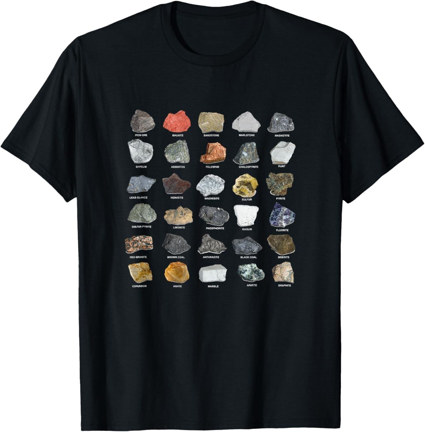 Ores Minerals Gems and Crystals Rock Collecting Tee Gift Unisex T-Shirt Mens Womens Tees Top 2XL