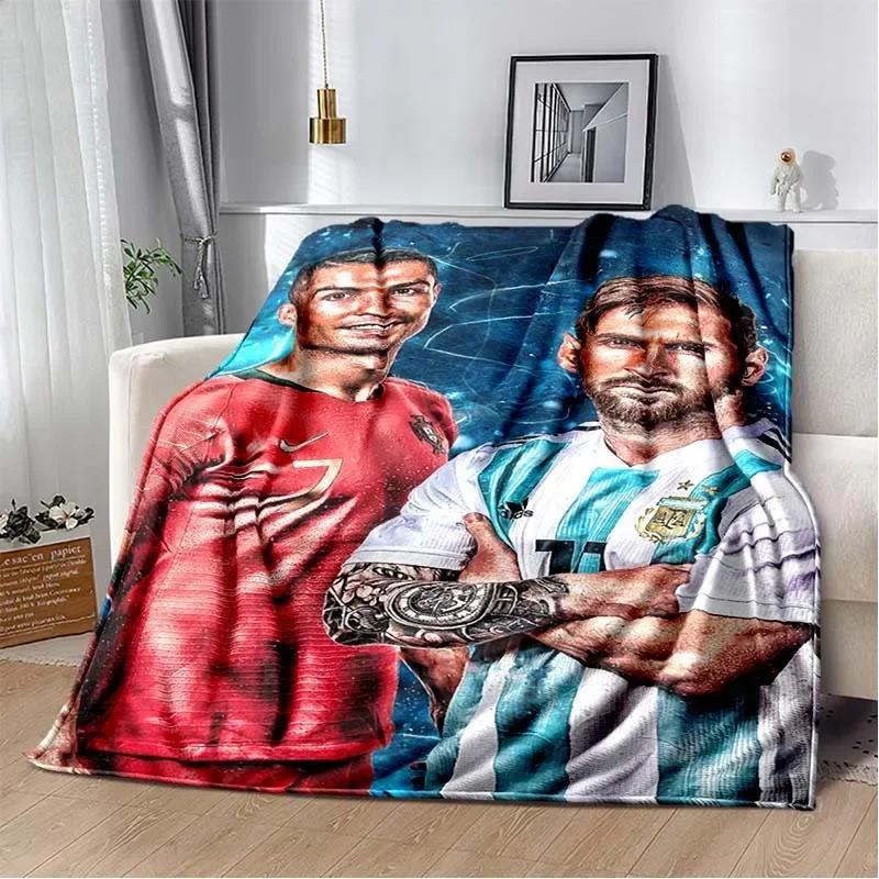 Coperta in Flanella Leo Messi Stella del Calcio per Adulti Bambini Decorazione Divano Letto Coperta da Viaggio Portatile Regalo Perfetto