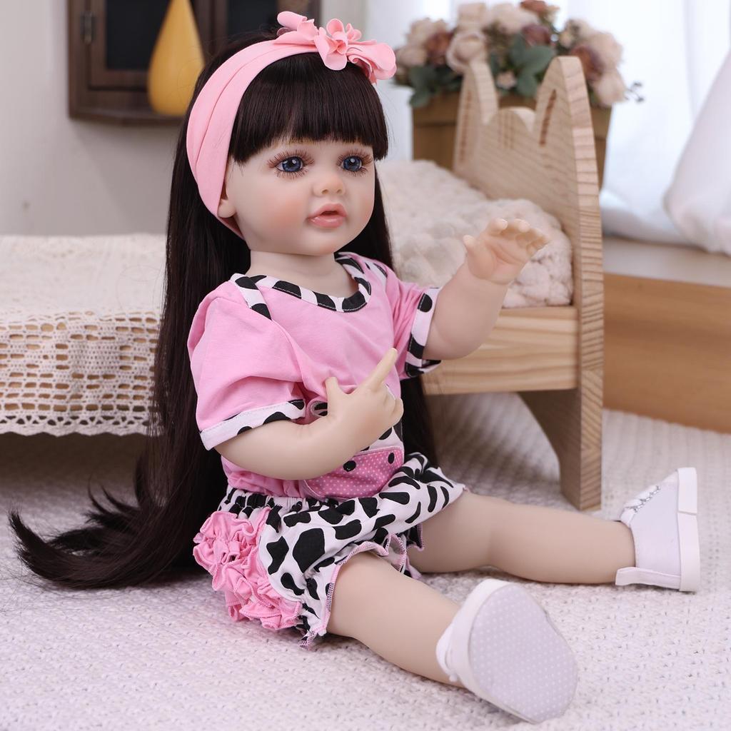 55cm Realistic Reborn Girl Doll Full Silicone Vinyl Cute Newborn Babies Dolls Kids Christmas Halloween Decoration Gifts
