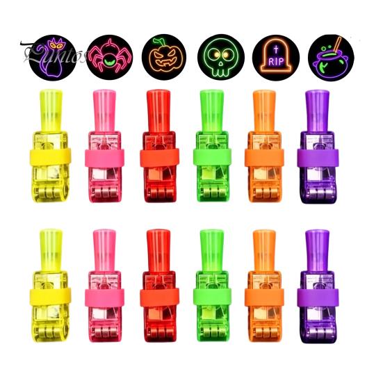 Interactive Parent Child Toys 12 Pcs Halloween Finger Projector Lights, Mini Colorful LED for Kids Pattern Projection Ring Kids, Goodie Bag Stuffers,
