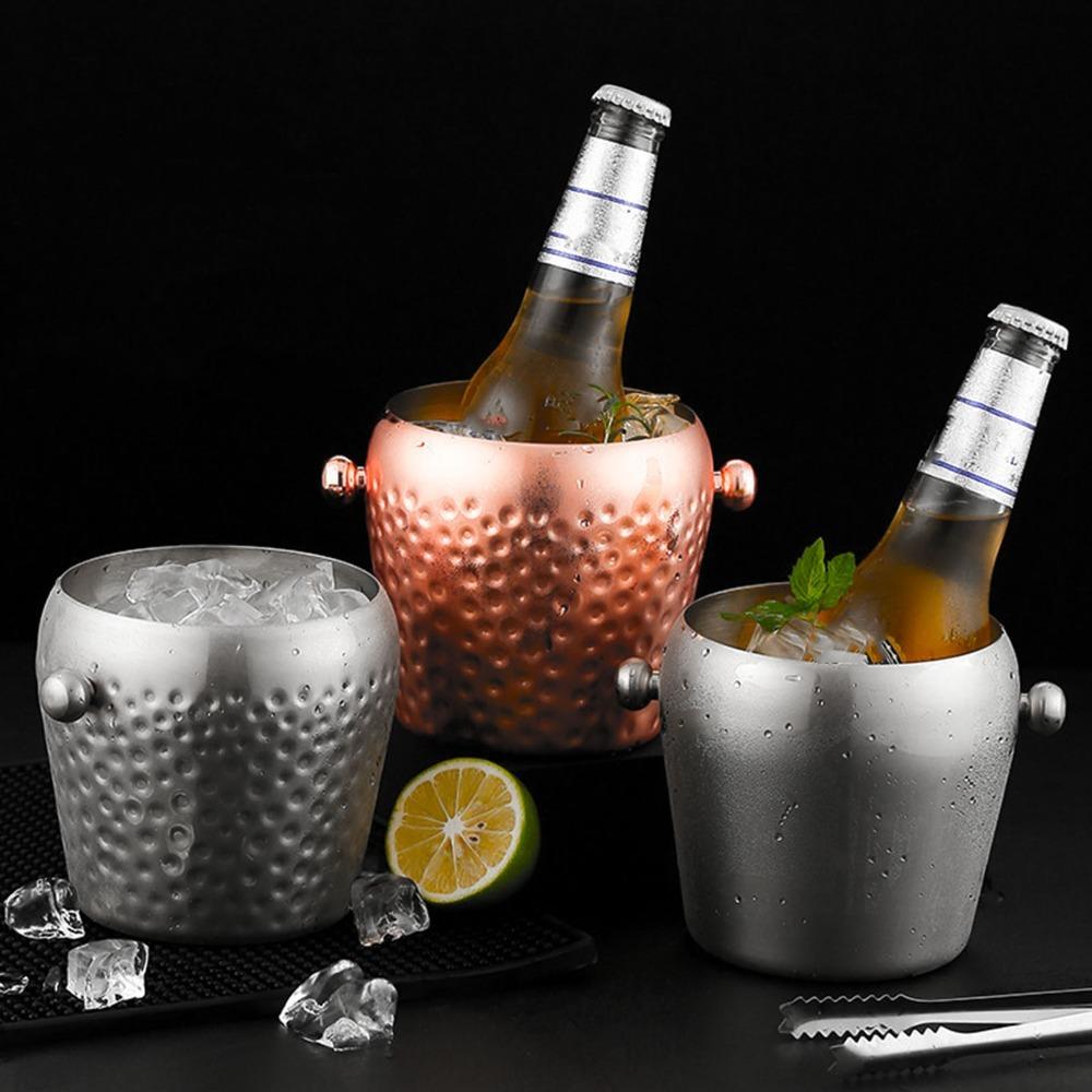 1 Liter Ice Bucket Stainless Steel Wine Bucket Insulated Insulated Ice Bucket Party серебряный