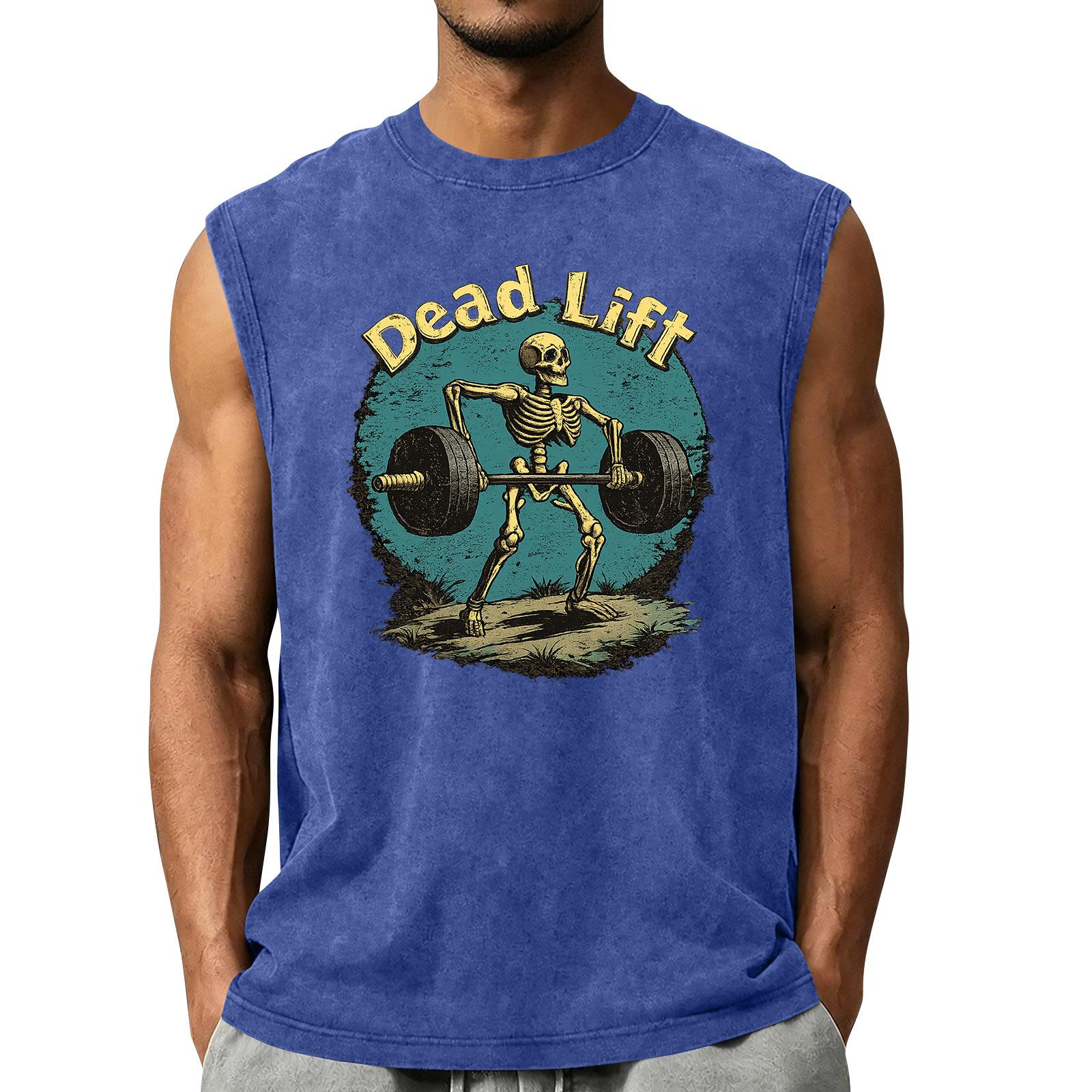 Men s Halloween Distressed Tank Top - Comfortable Round Neck Casual Vest for Party XXL синий