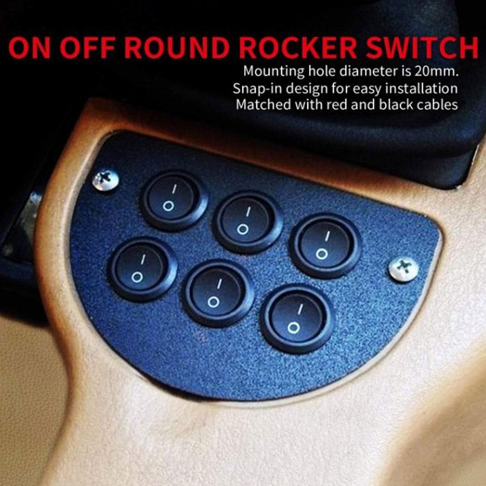 Rocker Switch SPST 2 Pin On/Off 12V 10A/125V 6A/250V Round Toggle Switch, For Car Boat Marine RV Automotive Truck Motorcycl L0U3