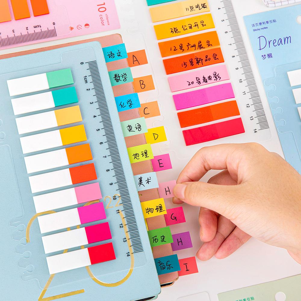 200 Sheets Multi Functional Index Stickers Student Creative Hand Account Ruler Loose Leaf Classification Sticky Notes
