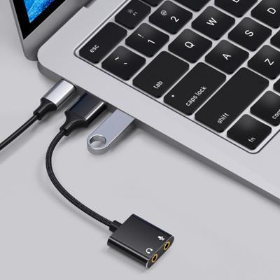 USB To 3.5mm Audio Adapter Sound Card 2 In 1 Headphone Microphone Ports Driver Free Audio Conversion Cable Office Use