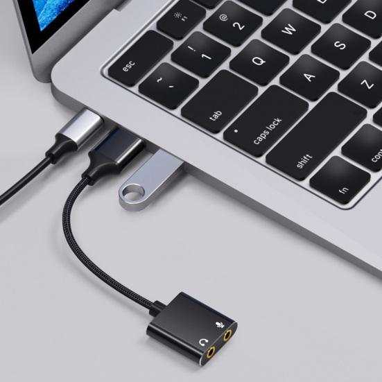 USB To 3.5mm Audio Adapter Sound Card 2 In 1 Headphone Microphone Ports Driver Free Audio Conversion Cable Office Use