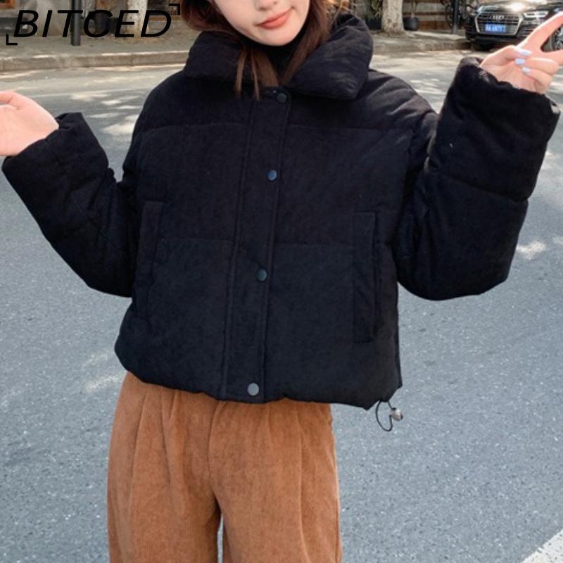BITCED Down-Filled Cotton Jacket: Petite Niche & Distinctive Quilted Coat for Women Autumn/Winter High-Waisted Short Cotton Jacket