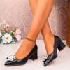 Fashion High Heel Single Shoes Summer New Pointed Head Shallow Mouth Drill Flower Set Foot Anti-slip Wear-resistant Square Heel Shoes