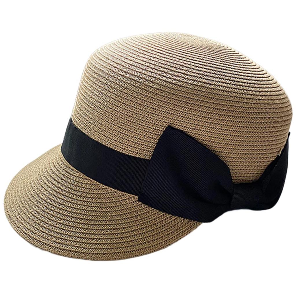 Handgefertigter Strohhut Eleganter geflochtener Gürtel Verzierter Sonnenhut für Frauen Party Britischer Strandhut Stroh Damen Strickstrohhut