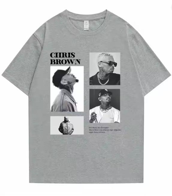 Pop Singer Chris Brown Print TShirt Unisexs Hip Hop Fashion Oversize TShirt Top Unisexs Casual Cotton TShirt Vlone
