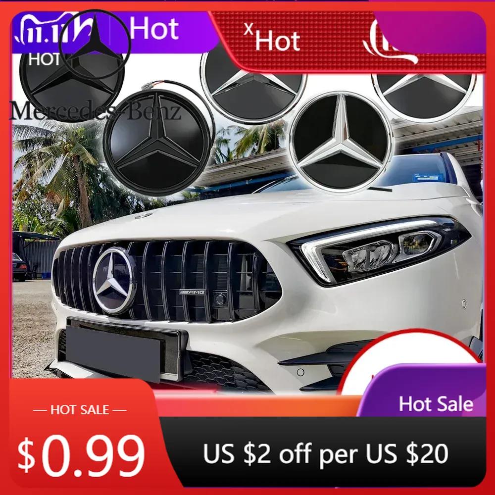 Car Sticker 2025 Hot New 2025 For Mercedes Benz Chrome Silver ABS Car Front Grille Star Emblem Illuminated Logo For Mercedes Ben