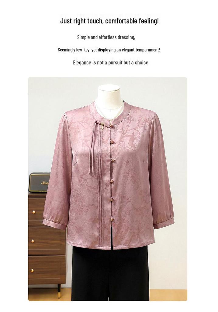 2026 Spring Elegant Seven-Sleeve Blouse for Middle-Aged & Elderly Women