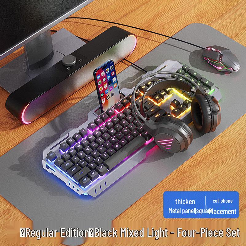Wired Gaming Keyboard, Mouse & Headset Set - E-sports Mechanical Desktop Peripherals