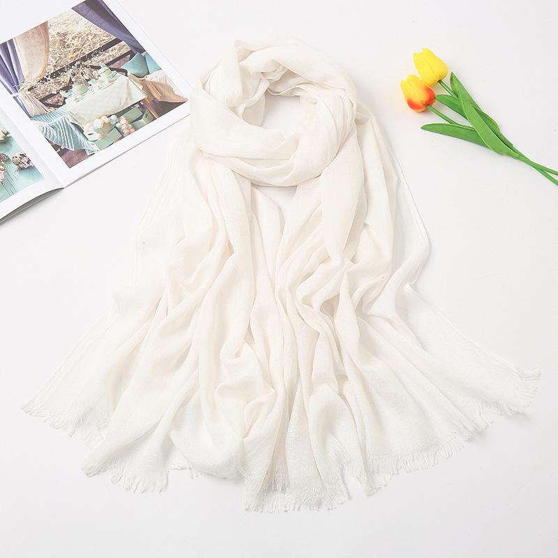 Solid Color Linen Scarf for Women  Spring and Summer New Cotton Candy Monochrome Warm Gauze Scarf Travel Sunscreen Shawl