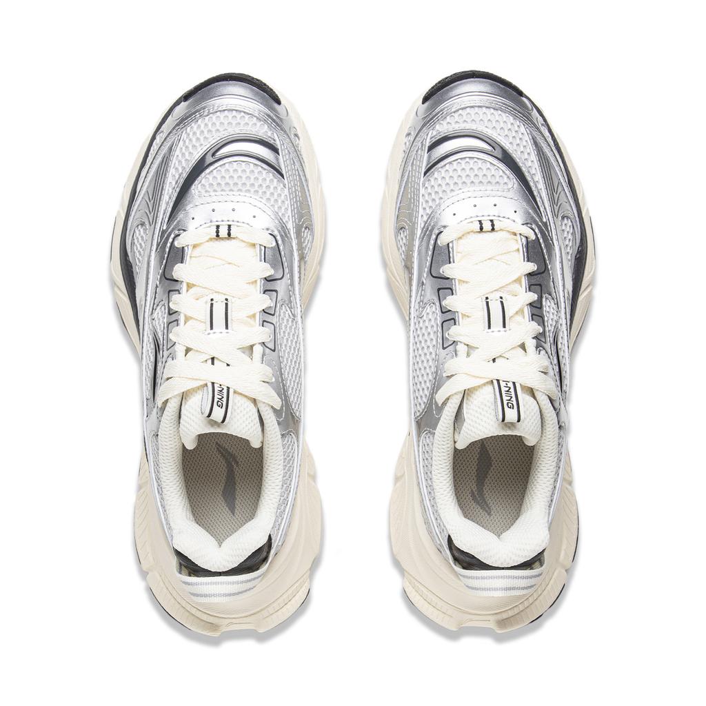 Li Ning Xingji Cushioning Abrasion Resistant Breathable Low Top Chunky Sneakers Women's Gray Silver AGCV354-1