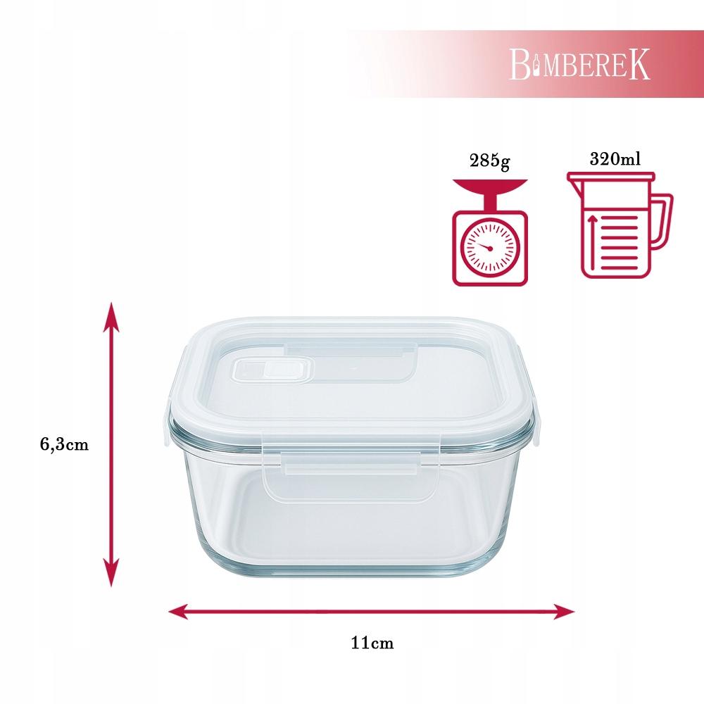 Pojemnik Szklany Lunchbox Kwadratowy 320 Ml Na Żywność Obiad Lunch Sałatki