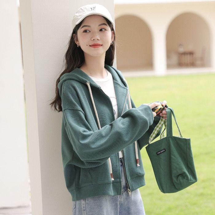 

Autumn 2023 Women s Dark Blue Hooded Zipper Hoodie Jacket - Versatile and Trendy for Spring and Autumn L