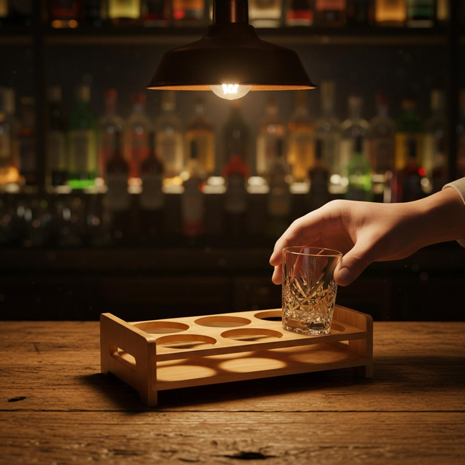

Cup Tray, Glass Holder, Bamboo Wine Drink Display Rack, Bar Glassware Tray S