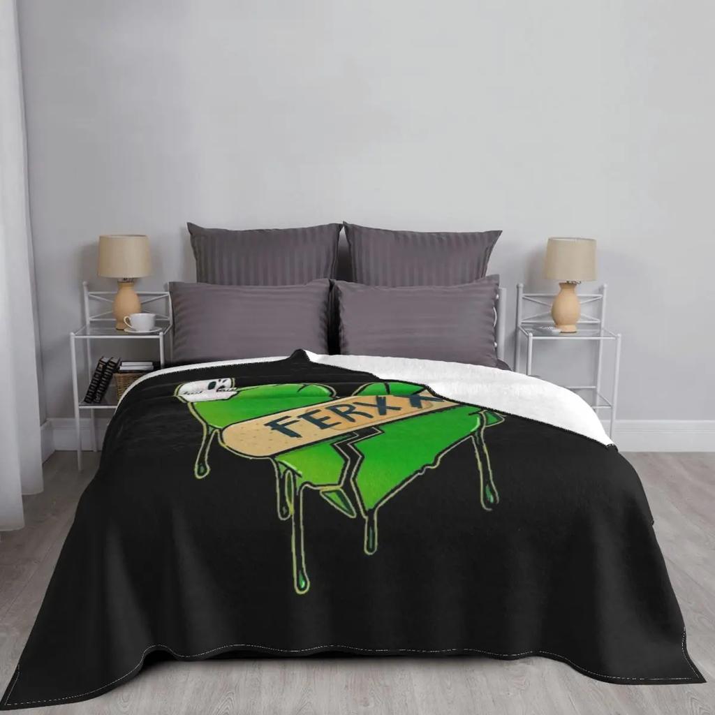 Broken Heart Feid Ferxxo Blanket Fleece Print Portable Warm Throw Blankets for Bed Bedroom Quilt