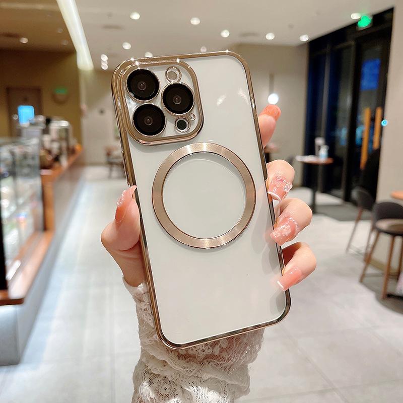 

Простая и встроенная защитная пленка для объектива, подходит для чехлов для iPhone 13, гальванизированные магнитные прозрачные противоударные защитные чехлы для iPhone 12 iPhone 11 6.1 inch