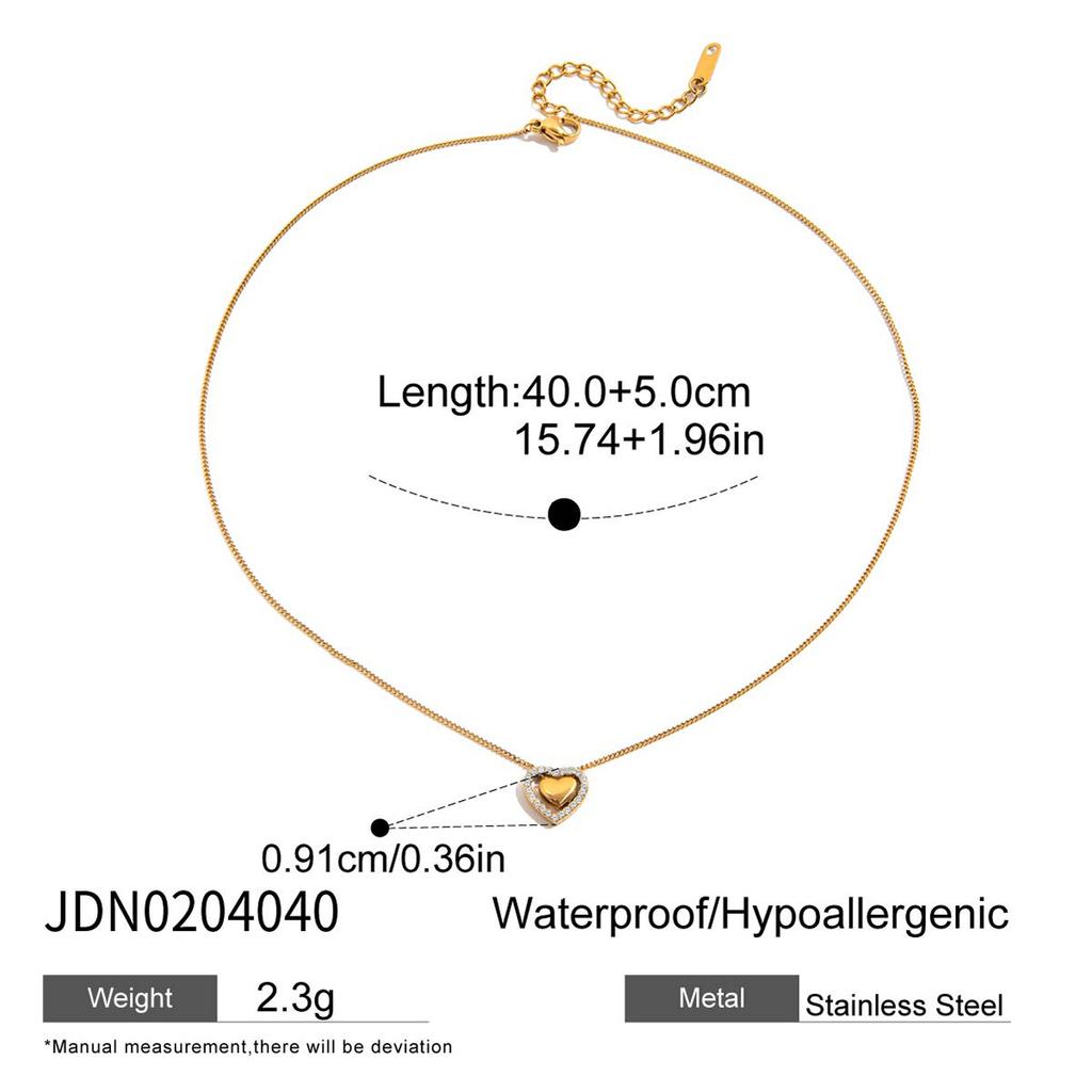 European and American stainless steel heart-shaped necklace - luxurious and high-end collar chain - titanium steel jewelry - best-selling item