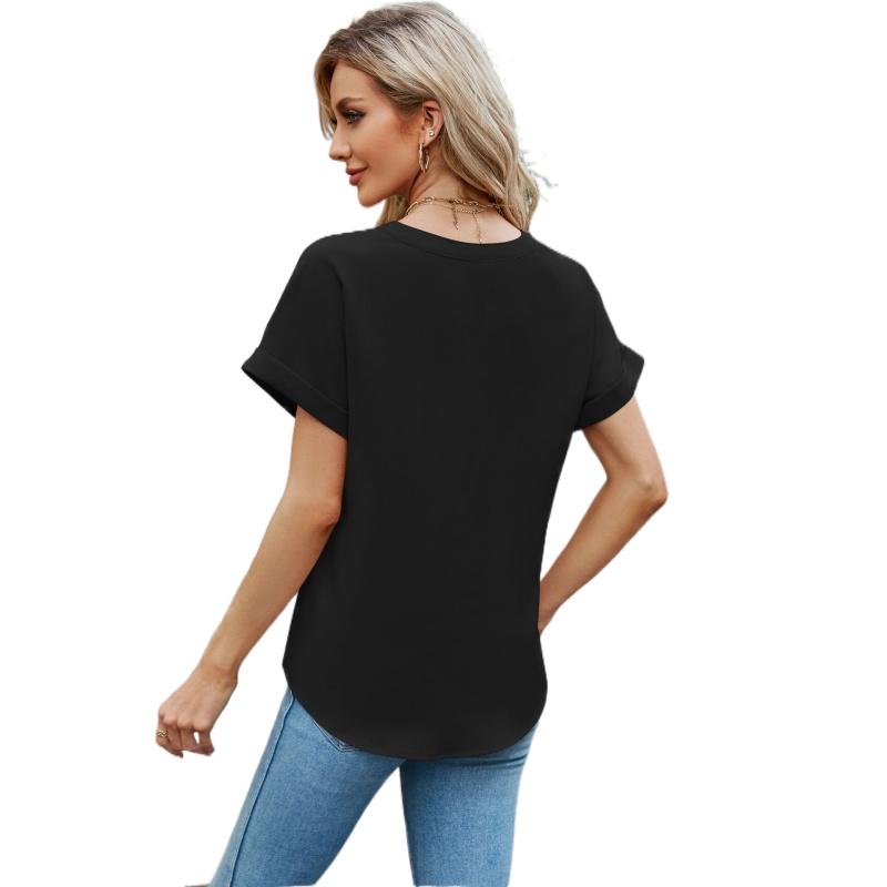 Sommer Neue Damen Kurzarm Shirt T-shirt Eis Seide Zou Bequeme V-ausschnitt Strickjacke Top S-2XL