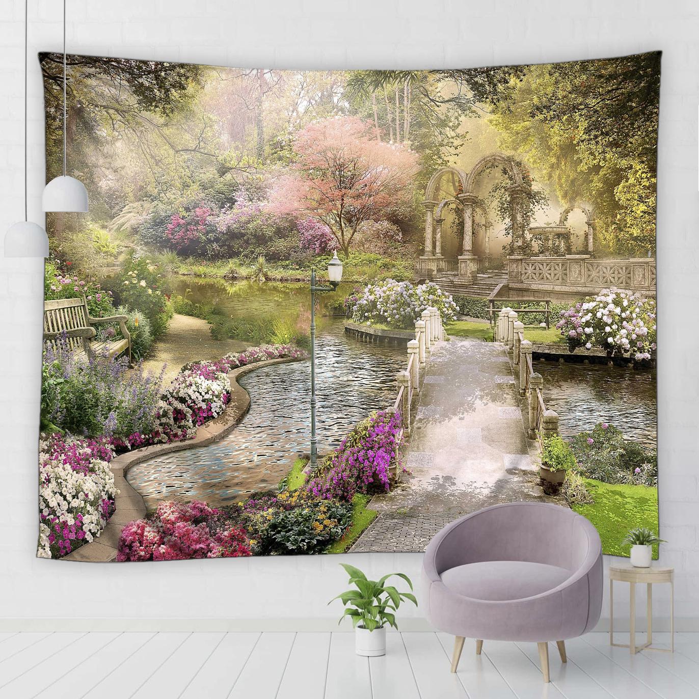 

Домашний Декор Гостиная Гобелен Каменные Арки Пейзаж Гобелен На Стене Римский Сад Пейзаж Спальня Фон Настенный Гобелен 230x180cm