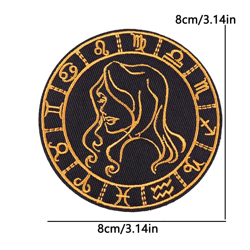 12 Zodiac Signs Embroidery Patch Iron On Patches Complete Set Horoscope Constellation Design for Jacket Backpack Daily Decor