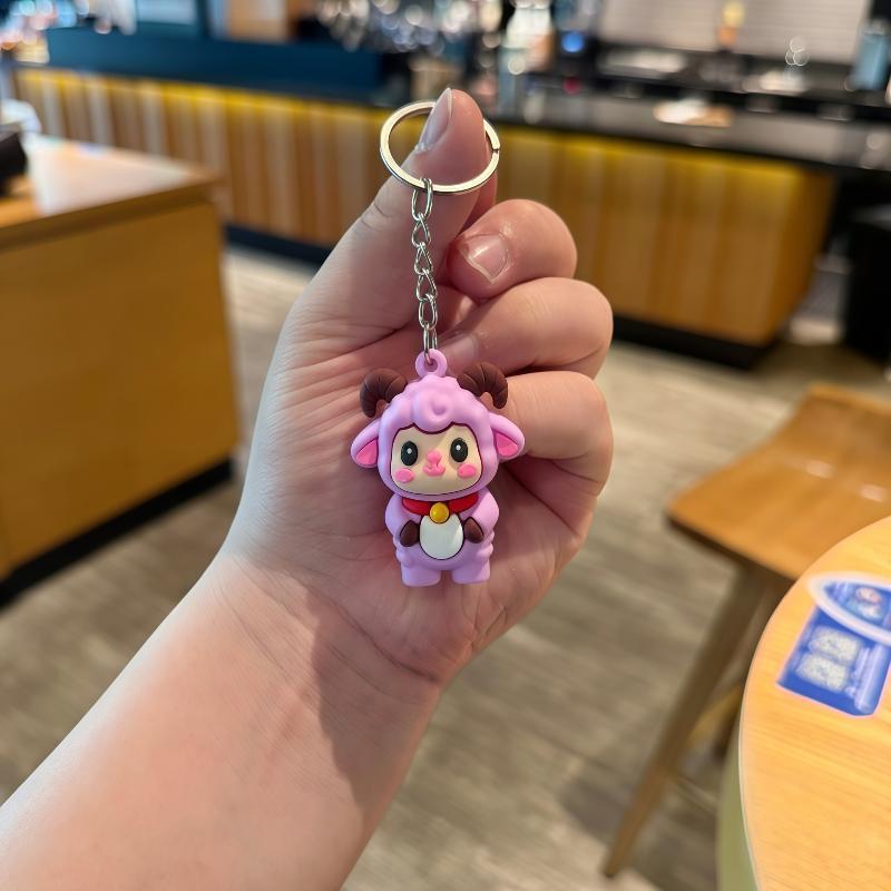 Cute Cartoon Sheep PVC Keychain Smooth Edge Multi Colors Bag Pendant Safe Souvenir Gift for Toddlers Backpack Decor