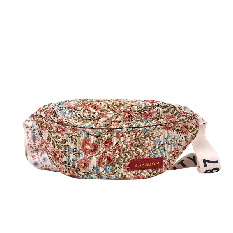 Retro bavlněná crossbody taška pro ženy Street Style ledvinka Hrudní ramenní taška