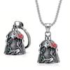3D Design Motorcycle Guardian Bell Rose Design Evil Spirit Trap Bell Riding Bell Pendant  Men Gifts
