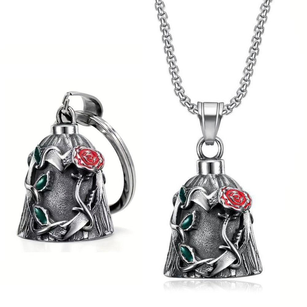 3D Design Motorcycle Guardian Bell Rose Design Evil Spirit Trap Bell Riding Bell Pendant  Men Gifts