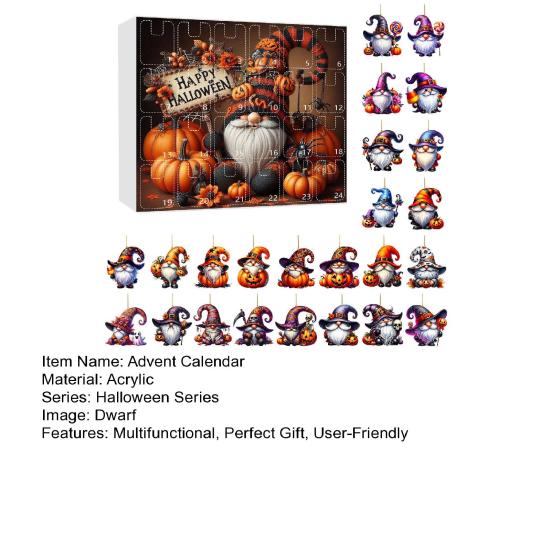 Halloween Advent Calendar 2025 Terrifying Dwarf Pendent 24-Day Countdown Box Cute Mini Characters for Kids