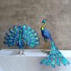 Metal Peacock Statue Weather-Resistant Avian Garden Sculpture