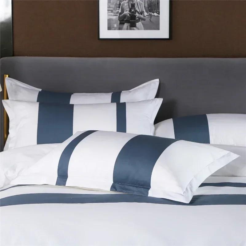 Hotel Linen All Cotton Set Minimalist Stripes Comfortable Breathable Beds Sheets Duvet Covers Pillowcases Star Rated Bedding Set