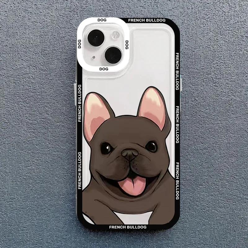 Cute Pug Dog French Bulldog Phone Case For iPhone 16 15 14 13 12 11 Pro Max XS X XR 7 8 SE Kawaii Clear Shockproof Lover Cover