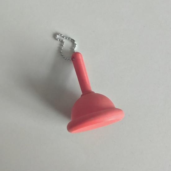Plunger Shaped Clicker Fidget Keychain, 3D Printed Decompression Toy, Novelty Stress Relief Sensory Toy for Kids Adults