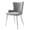 Velvet dining chair, set of 2, luxurious living room/bedroom lounge chair with four silver-colored metal support legs, gray [OLD SKU:N634P184684G]