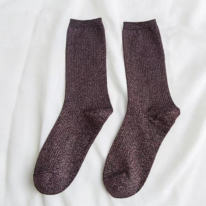 

Комплект Женские Модные Сексуальные Блестящие Носки Корейский Стиль Золотые Серебряные Шелковые Конфетных Цветов Носки Роскошный Дизайн Высокое Качество One Size вино красного